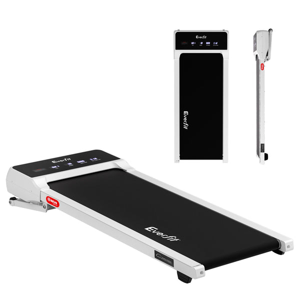 Everfit 3 in 1 Walking Pad Treadmill 20% Auto Incline Under Desk Treadmills for Home Gym With 40cm Wide Belt White Everfit
