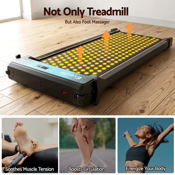 Everfit 2 in 1 Walking Pad Treadmill Dual-Sided Under Desk Treadmills with Foot Massage for Home Gym with App Control Black Everfit