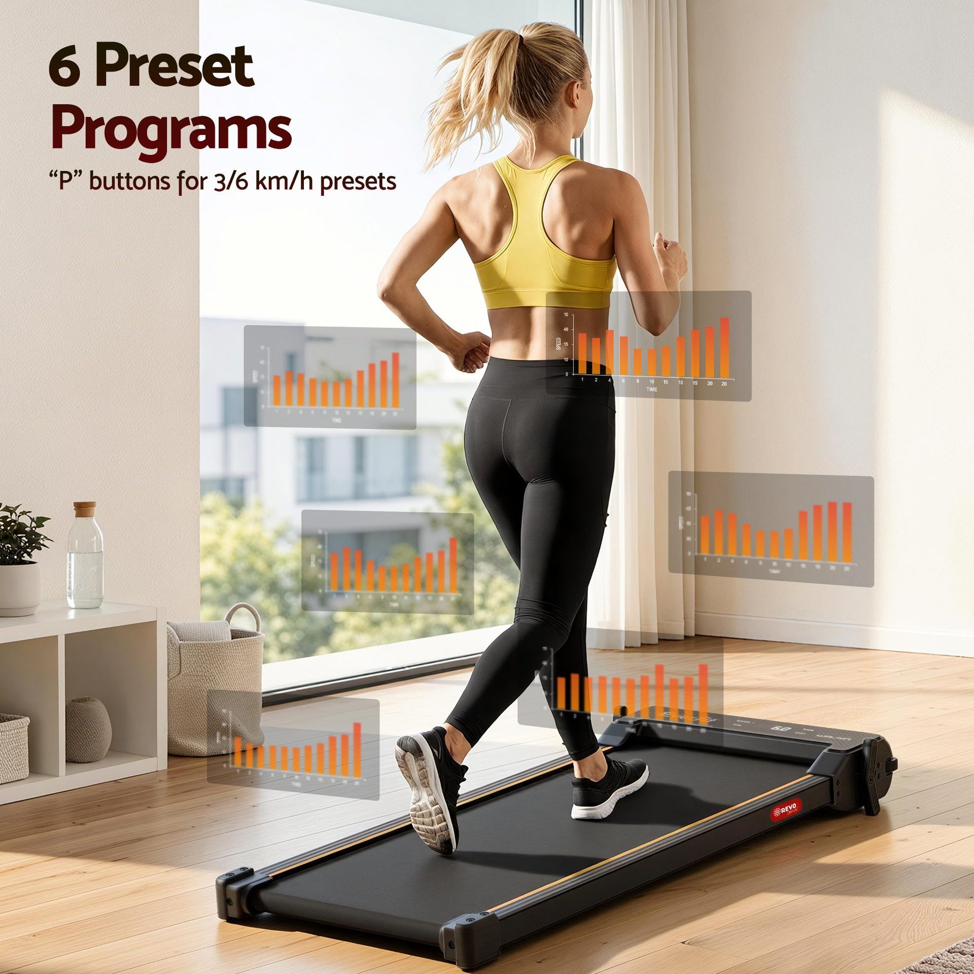 Everfit 2 in 1 Walking Pad Treadmill Dual-Sided Under Desk Treadmills with Foot Massage for Home Gym with App Control Black Everfit