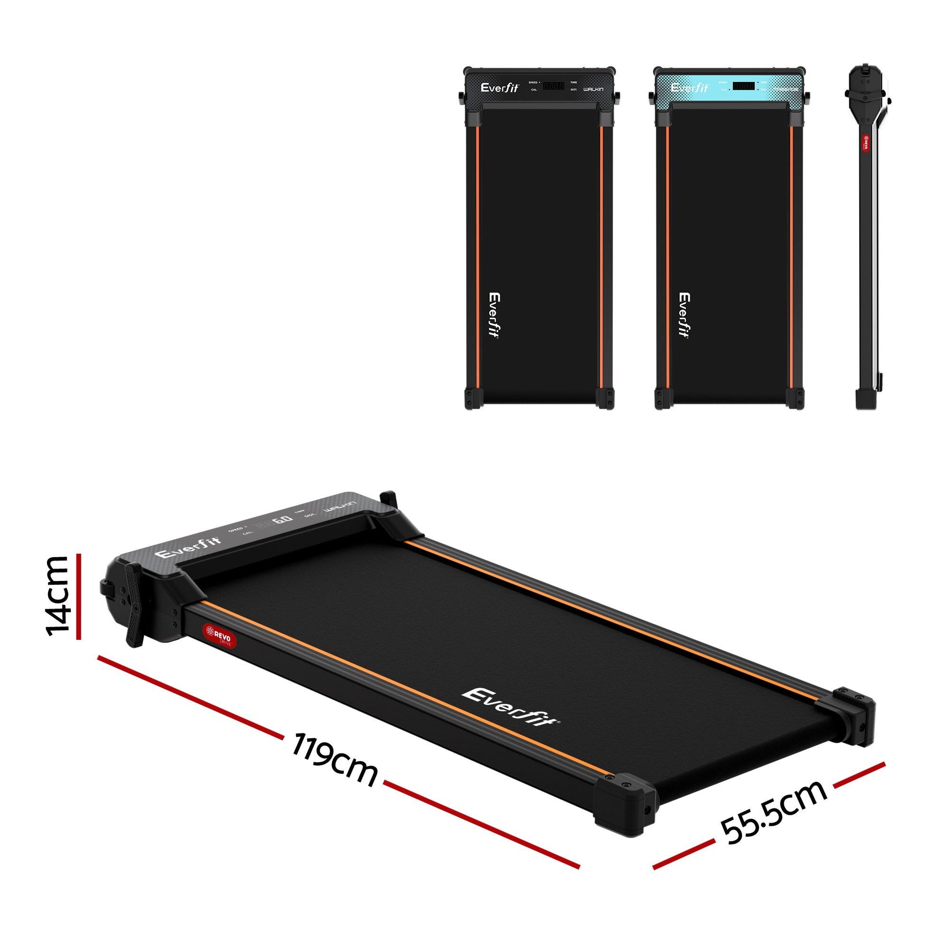 Everfit 2 in 1 Walking Pad Treadmill Dual-Sided Under Desk Treadmills with Foot Massage for Home Gym with App Control Black Everfit