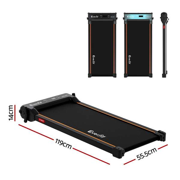 Everfit 2 in 1 Walking Pad Treadmill Dual-Sided Under Desk Treadmills with Foot Massage for Home Gym with App Control Black Everfit