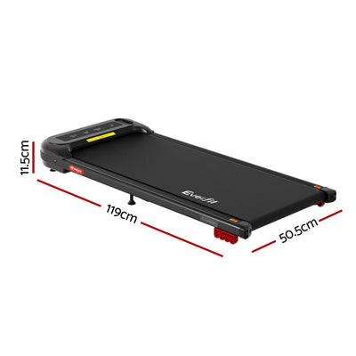 Everfit Treadmill Electric Walking Pad with Incline Under Desk Home Gym Black