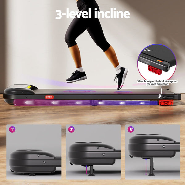 Everfit Treadmill Electric Walking Pad with Incline Under Desk Home Gym Black Awezingly
