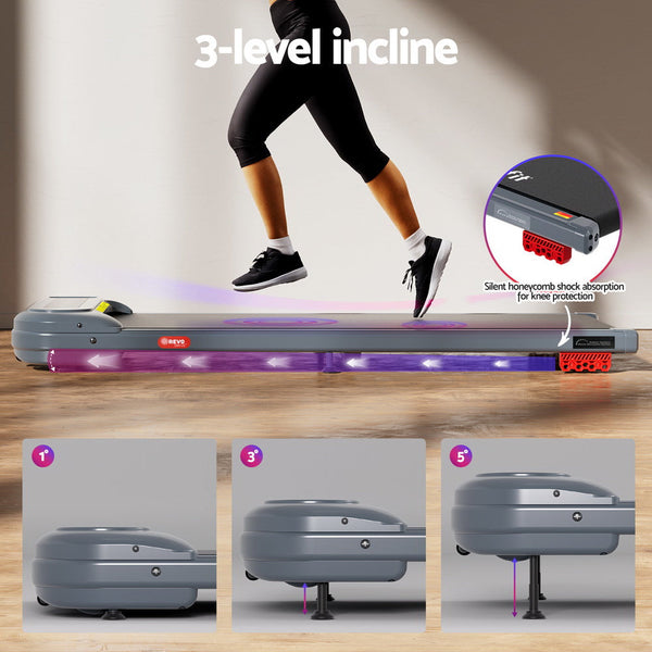 Everfit Treadmill Electric Walking Pad with Incline Under Desk Home Gym Grey Awezingly