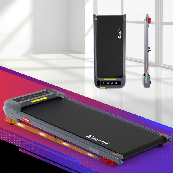 Everfit Treadmill Electric Walking Pad with Incline Under Desk Home Gym Grey Awezingly