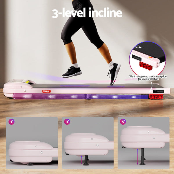 Everfit Treadmill Electric Walking Pad with Incline Under Desk Home Gym Pink Awezingly