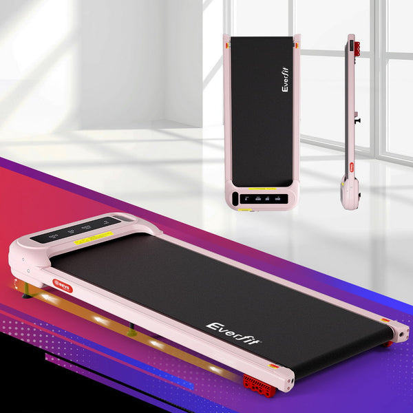 Everfit Treadmill Electric Walking Pad with Incline Under Desk Home Gym Pink Awezingly