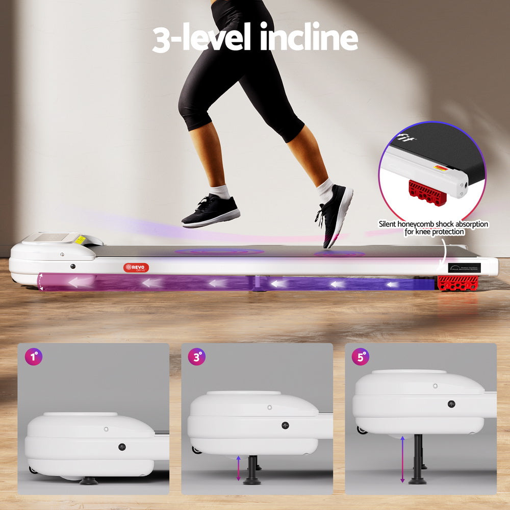 Everfit Treadmill Electric Walking Pad with Incline Under Desk Home Gym White Awezingly