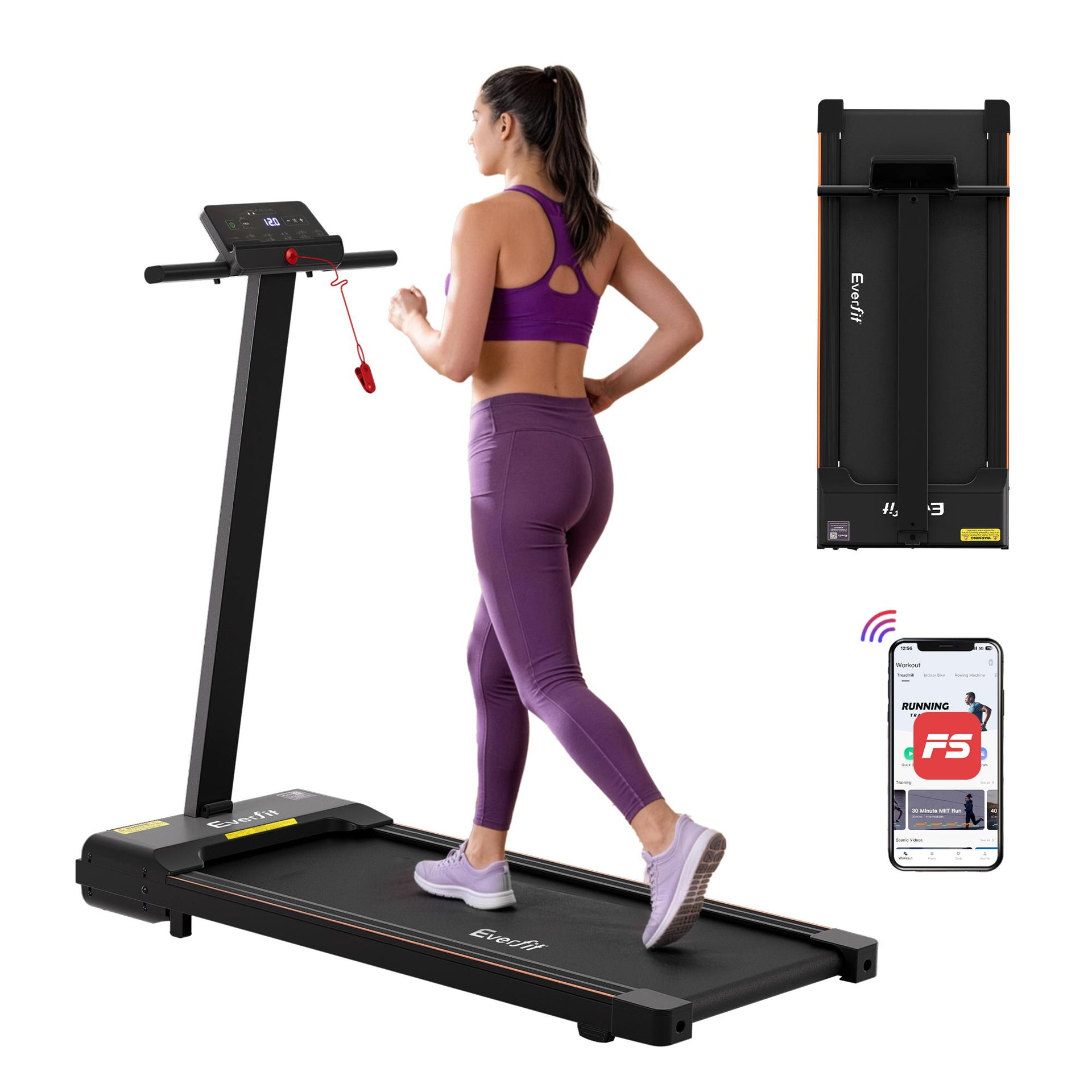Everfit Walking Pad Treadmill 2 in 1 Foldable for Home Gym 40cm Wide Belt 12 Programs with App Awezingly