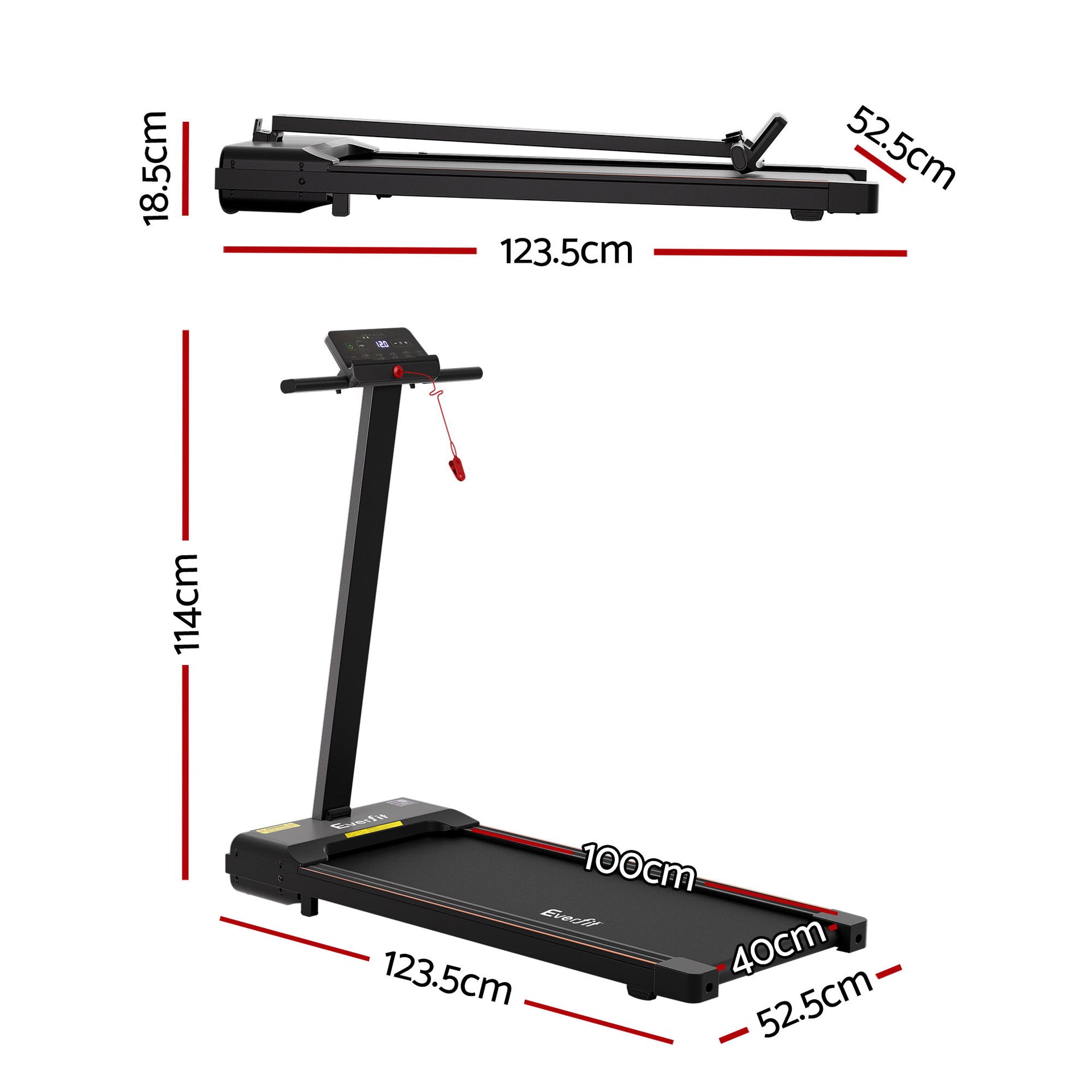 Everfit Walking Pad Treadmill 2 in 1 Foldable for Home Gym 40cm Wide Belt 12 Programs with App Awezingly