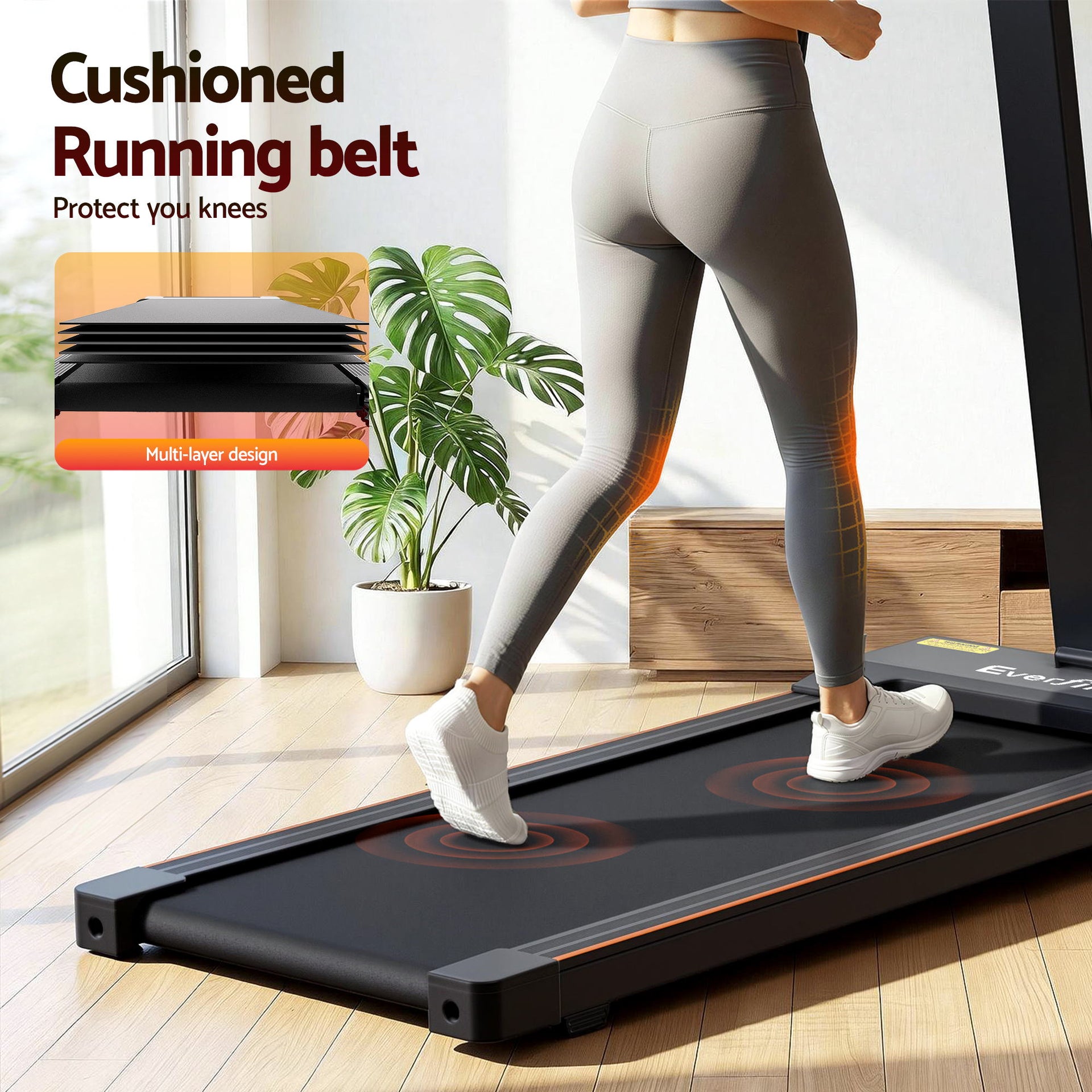Everfit Walking Pad Treadmill 2 in 1 Foldable for Home Gym 40cm Wide Belt 12 Programs with App Awezingly