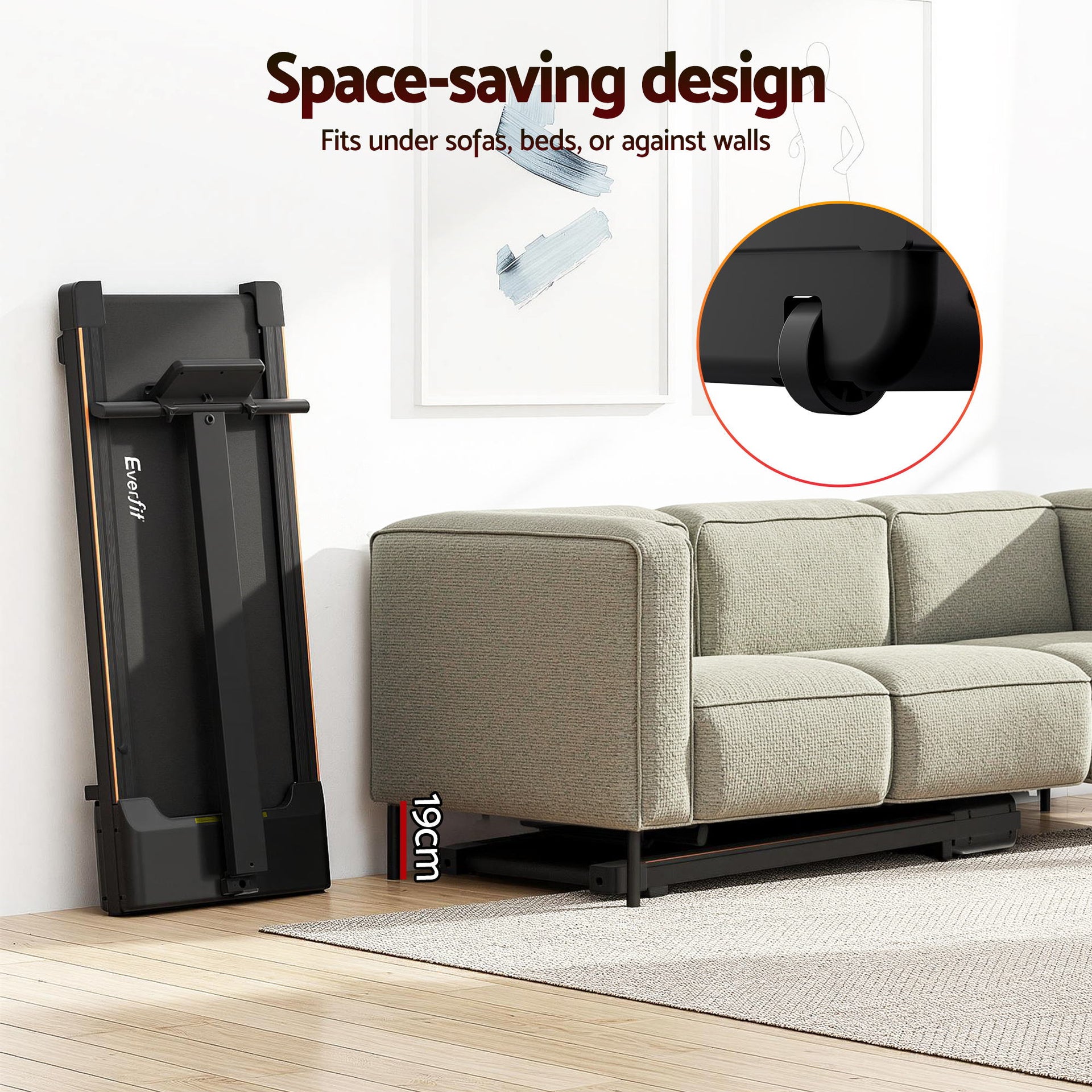 Everfit Walking Pad Treadmill 2 in 1 Foldable for Home Gym 40cm Wide Belt 12 Programs with App Awezingly