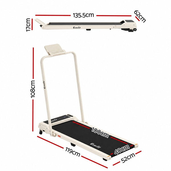 Everfit 3 in 1 Walking Pad Treadmill 12% Incline Foldable Under Desk Treadmills 40cm Belt Beige Awezingly