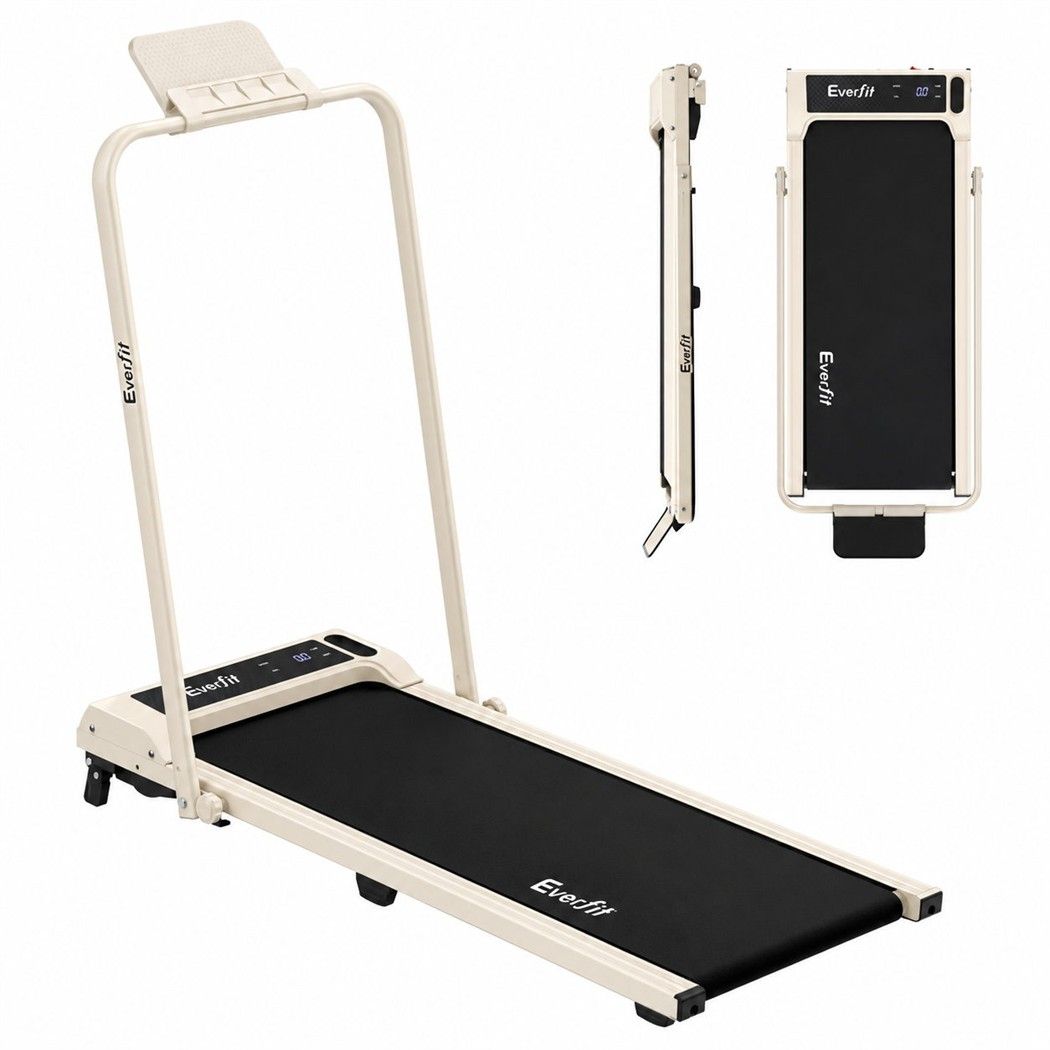 Everfit 3 in 1 Walking Pad Treadmill 12% Incline Foldable Under Desk Treadmills 40cm Belt Beige Awezingly