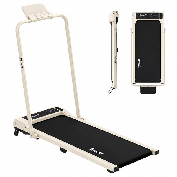 Everfit 3 in 1 Walking Pad Treadmill 12% Incline Foldable Under Desk Treadmills 40cm Belt Beige Awezingly