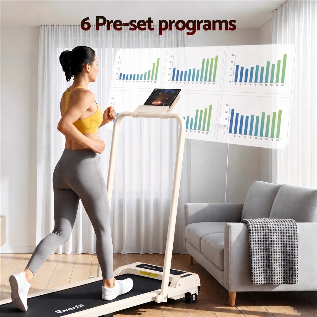 Everfit 3 in 1 Walking Pad Treadmill 12% Incline Foldable Under Desk Treadmills 40cm Belt Beige Awezingly