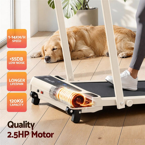 Everfit 3 in 1 Walking Pad Treadmill 12% Incline Foldable Under Desk Treadmills 40cm Belt Beige Awezingly