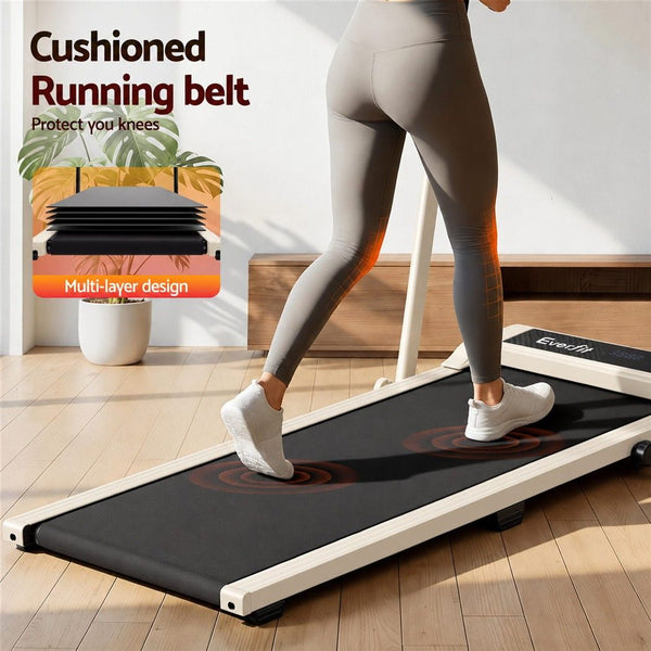 Everfit 3 in 1 Walking Pad Treadmill 12% Incline Foldable Under Desk Treadmills 40cm Belt Beige Awezingly