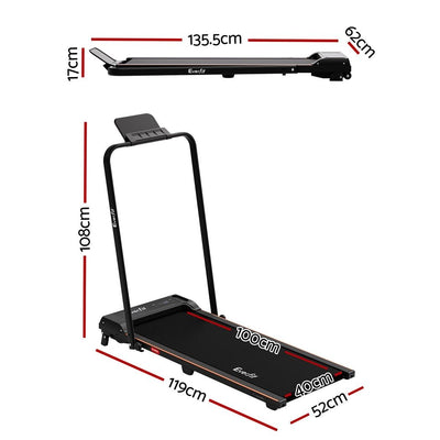 Everfit 3 in 1 Walking Pad Treadmill 12% Incline Foldable Under Desk Treadmills for Home Gym With 40cm Wide Belt Black