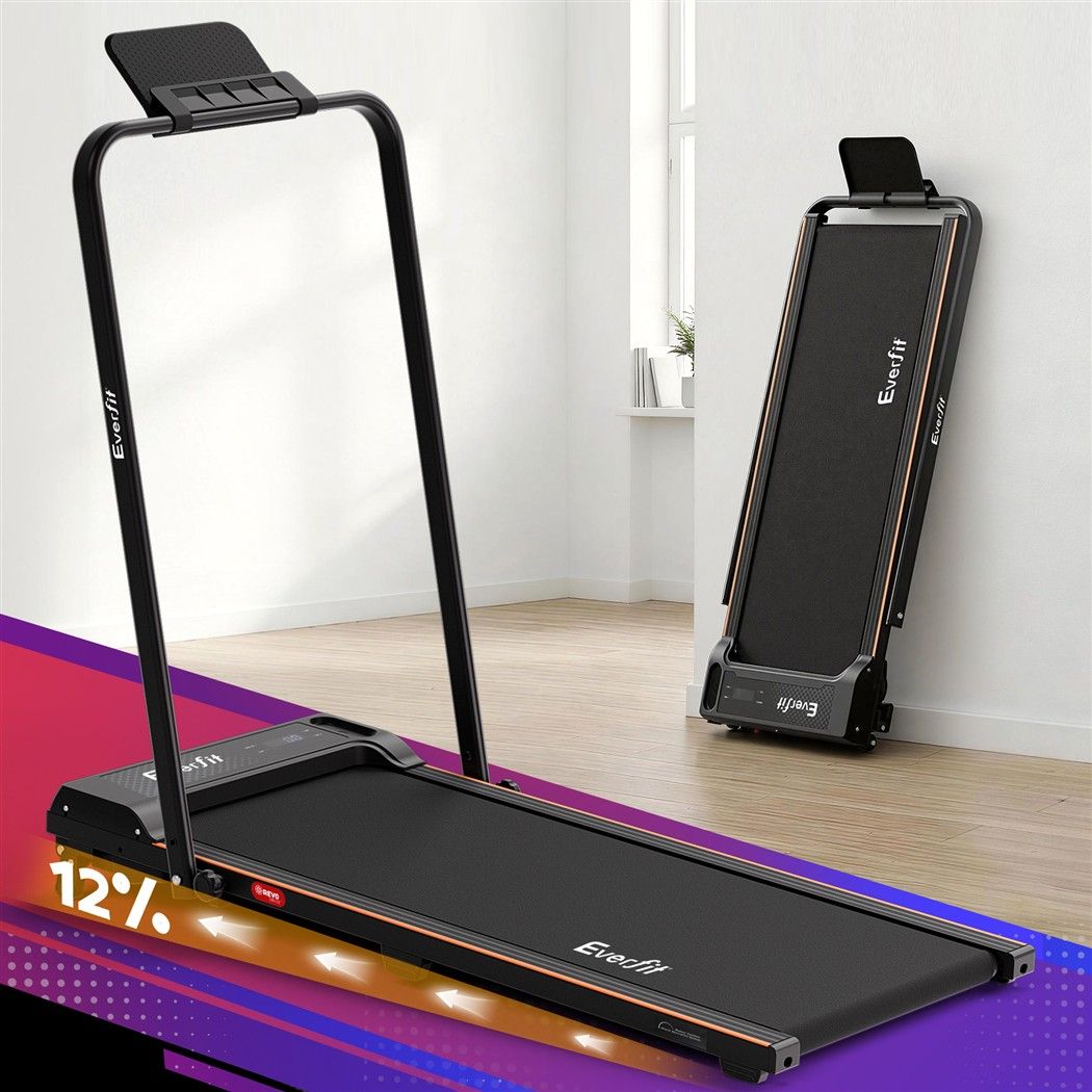 Everfit 3 in 1 Walking Pad Treadmill 12% Incline Foldable Under Desk Treadmills for Home Gym With 40cm Wide Belt Black Awezingly