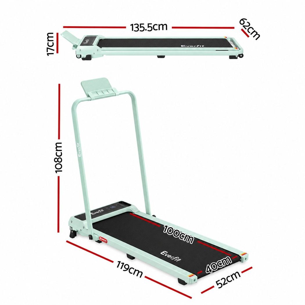 Everfit 3 in 1 Walking Pad Treadmill 12% Incline Foldable Under Desk Treadmills 40cm Belt Green Awezingly