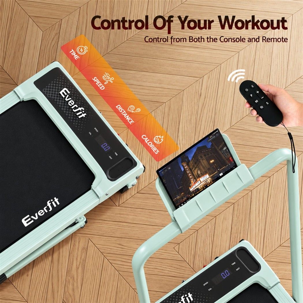 Everfit 3 in 1 Walking Pad Treadmill 12% Incline Foldable Under Desk Treadmills 40cm Belt Green Awezingly