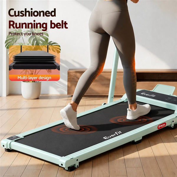 Everfit 3 in 1 Walking Pad Treadmill 12% Incline Foldable Under Desk Treadmills 40cm Belt Green Awezingly