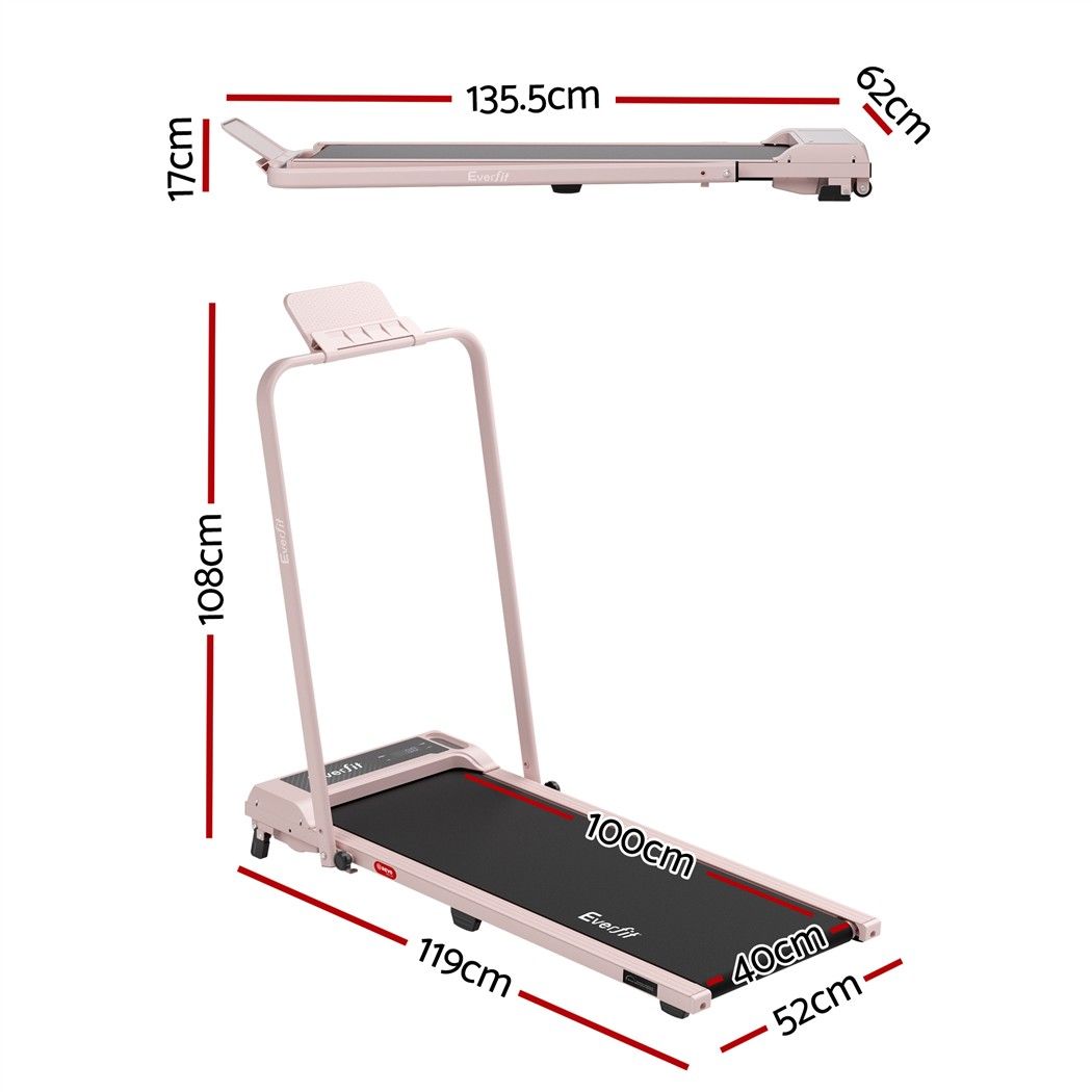 Everfit 3 in 1 Walking Pad Treadmill 12% Incline Foldable Under Desk Treadmills for Home Gym With 40cm Wide Belt Pink Awezingly