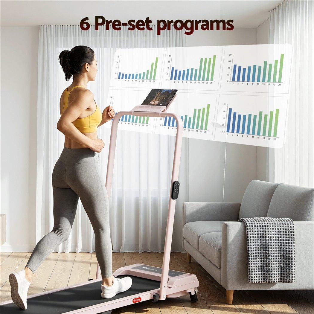Everfit 3 in 1 Walking Pad Treadmill 12% Incline Foldable Under Desk Treadmills for Home Gym With 40cm Wide Belt Pink Awezingly