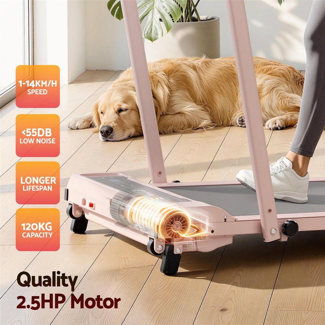 Everfit 3 in 1 Walking Pad Treadmill 12% Incline Foldable Under Desk Treadmills for Home Gym With 40cm Wide Belt Pink Awezingly