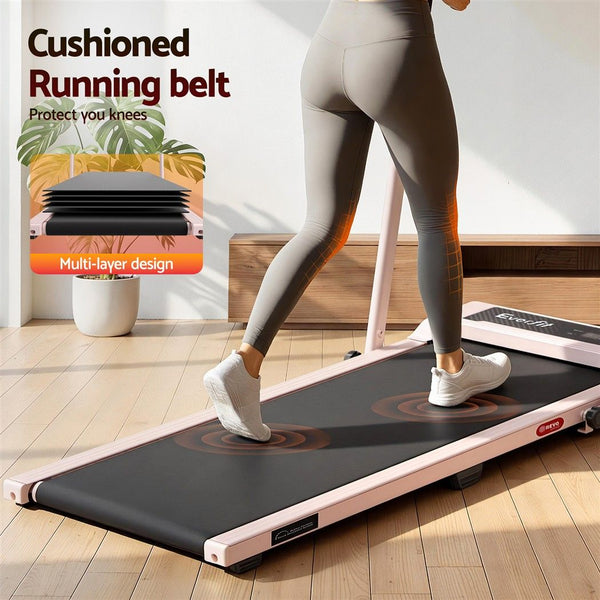 Everfit 3 in 1 Walking Pad Treadmill 12% Incline Foldable Under Desk Treadmills for Home Gym With 40cm Wide Belt Pink Awezingly