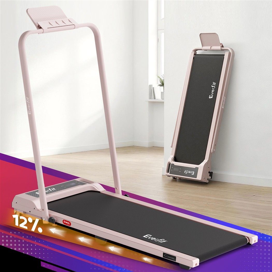 Everfit 3 in 1 Walking Pad Treadmill 12% Incline Foldable Under Desk Treadmills for Home Gym With 40cm Wide Belt Pink Awezingly