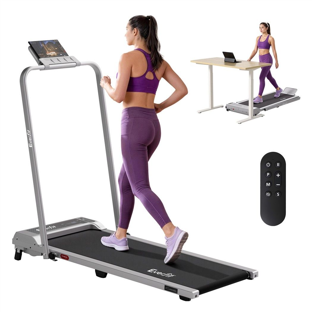Everfit 3 in 1 Walking Pad Treadmill 12% Incline Foldable Under Desk Treadmills for Home Gym With 40cm Wide Belt Silver Awezingly