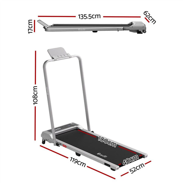 Everfit 3 in 1 Walking Pad Treadmill 12% Incline Foldable Under Desk Treadmills for Home Gym With 40cm Wide Belt Silver Awezingly