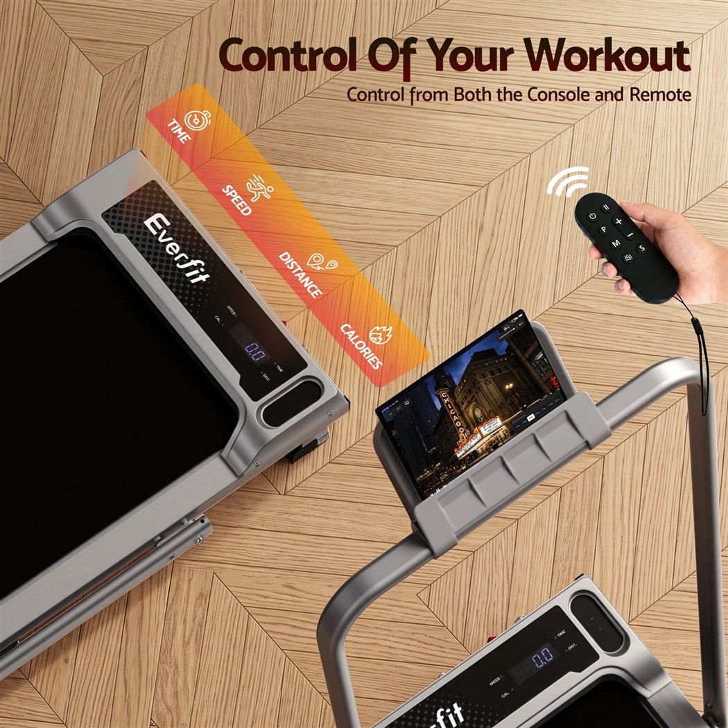 Everfit 3 in 1 Walking Pad Treadmill 12% Incline Foldable Under Desk Treadmills for Home Gym With 40cm Wide Belt Silver Awezingly