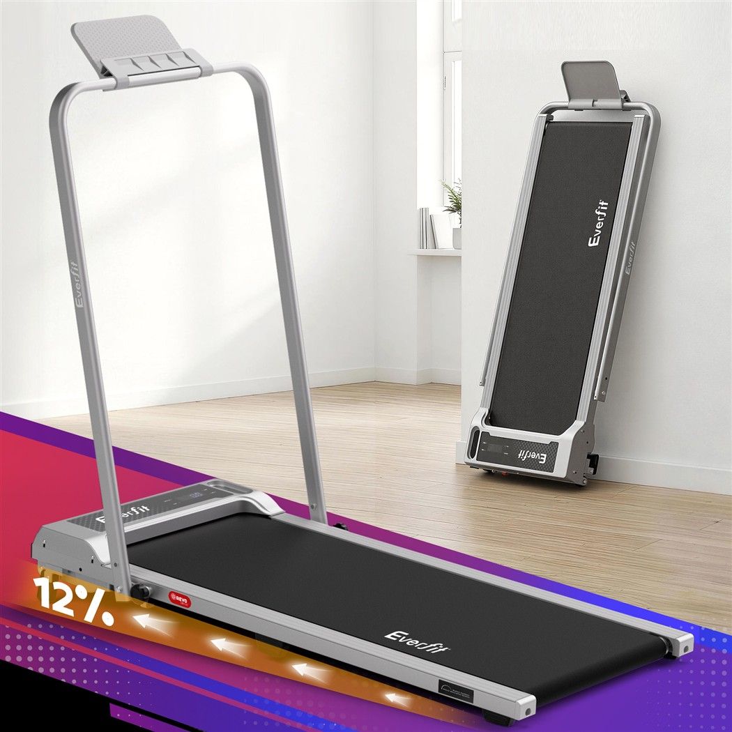 Everfit 3 in 1 Walking Pad Treadmill 12% Incline Foldable Under Desk Treadmills for Home Gym With 40cm Wide Belt Silver Awezingly