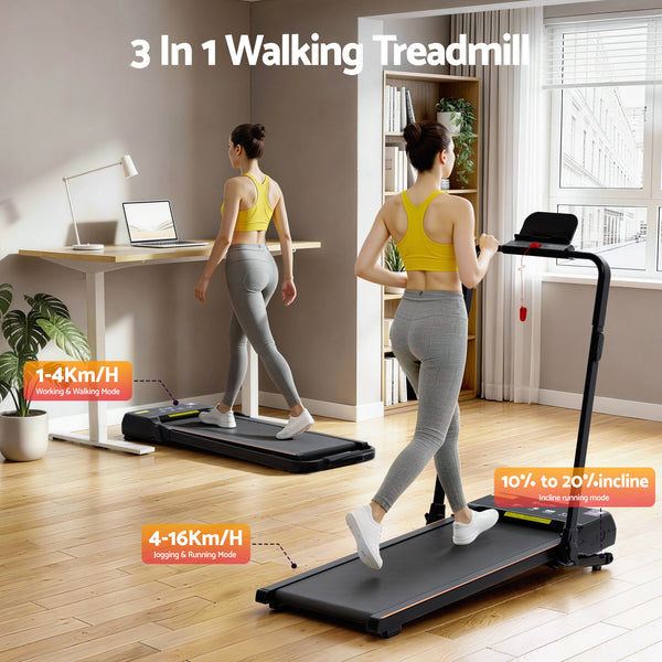 Everfit 3 in 1 Walking Pad Treadmill 20% Auto Incline Under Desk Foldable Treadmills for Home With 40cm Wide Belt Awezingly