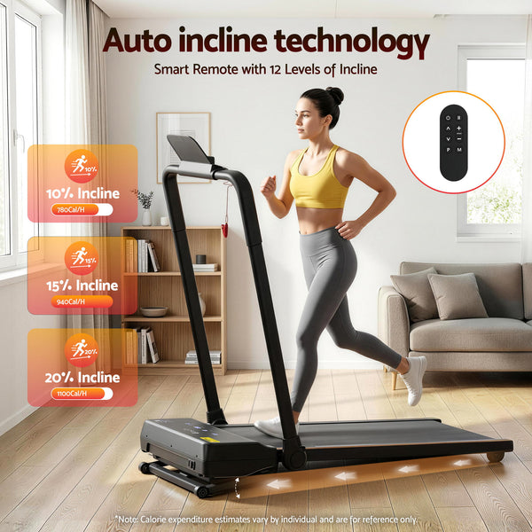 Everfit 3 in 1 Walking Pad Treadmill 20% Auto Incline Under Desk Foldable Treadmills for Home With 40cm Wide Belt Awezingly