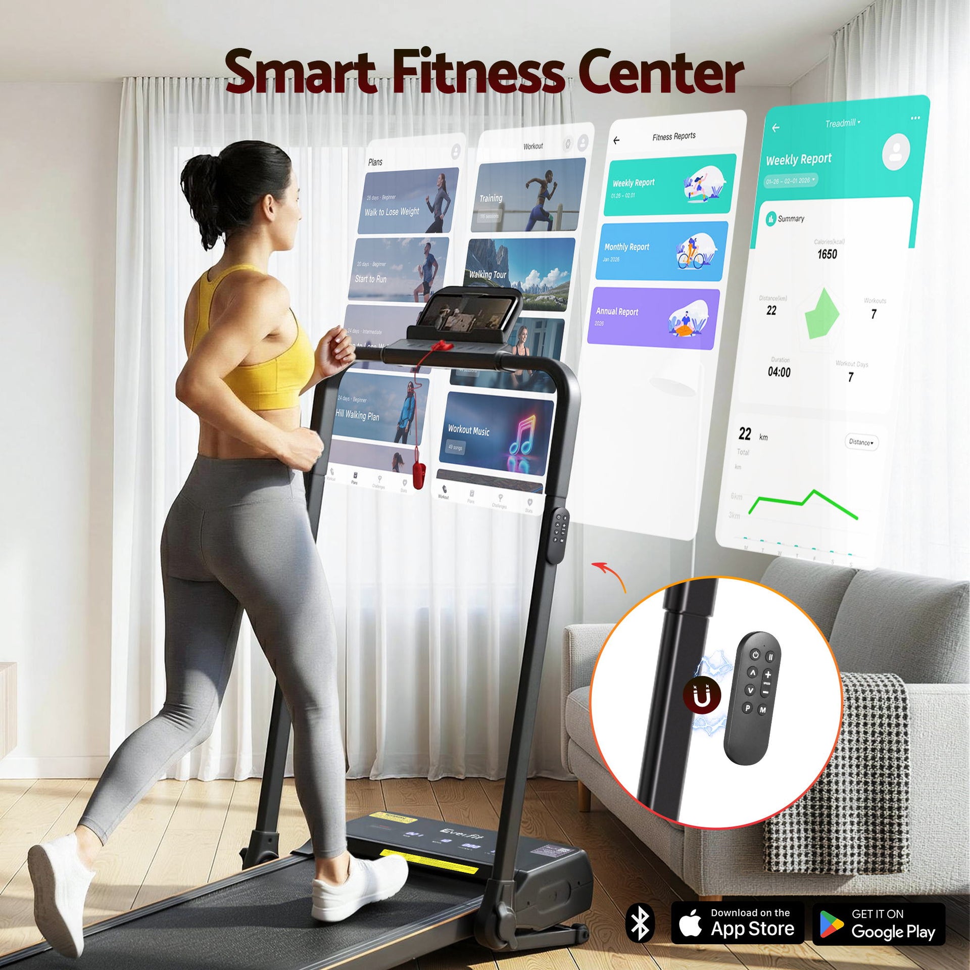 Everfit 3 in 1 Walking Pad Treadmill 20% Auto Incline Under Desk Foldable Treadmills for Home With 40cm Wide Belt Awezingly