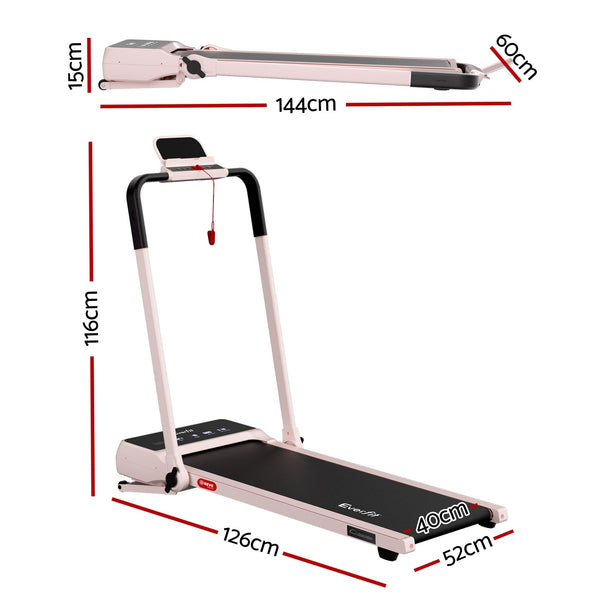 Everfit 3 in 1 Walking Pad Treadmill 20% Auto Incline Under Desk Foldable Treadmills for Home With 40cm Wide Belt Pink Everfit
