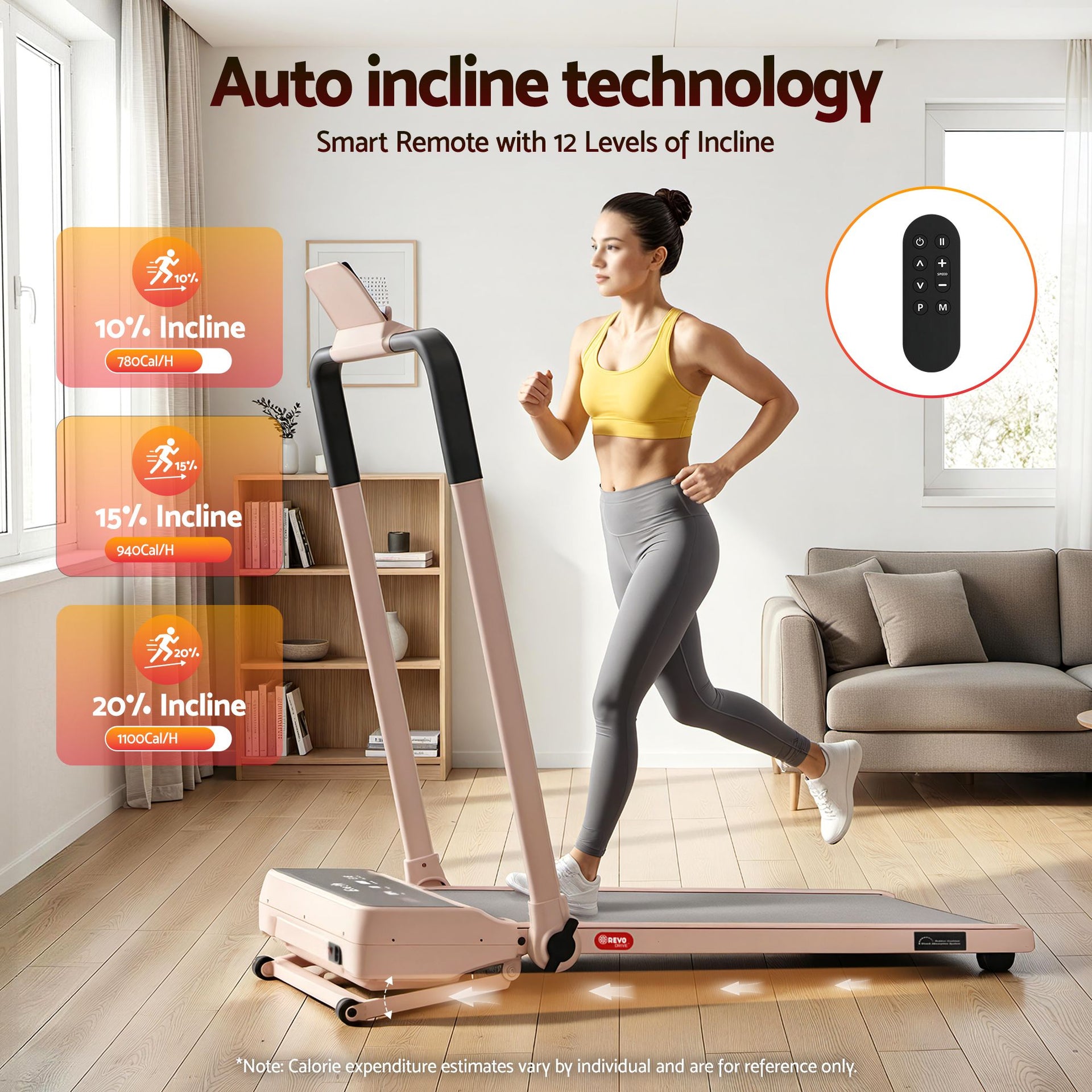 Everfit 3 in 1 Walking Pad Treadmill 20% Auto Incline Under Desk Foldable Treadmills for Home With 40cm Wide Belt Pink Everfit