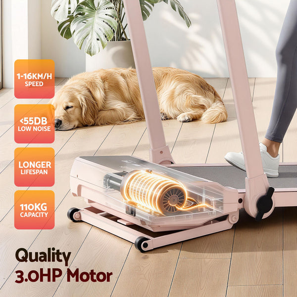 Everfit 3 in 1 Walking Pad Treadmill 20% Auto Incline Under Desk Foldable Treadmills for Home With 40cm Wide Belt Pink Everfit