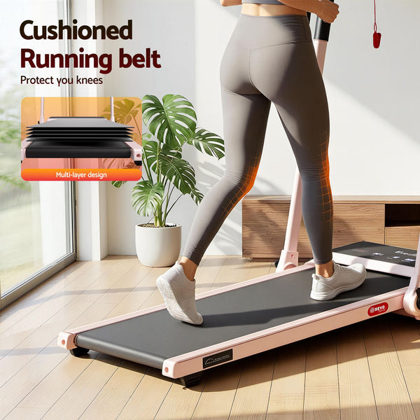 Everfit 3 in 1 Walking Pad Treadmill 20% Auto Incline Under Desk Foldable Treadmills for Home With 40cm Wide Belt Pink Everfit