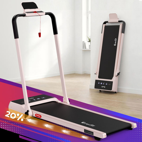 Everfit 3 in 1 Walking Pad Treadmill 20% Auto Incline Under Desk Foldable Treadmills for Home With 40cm Wide Belt Pink Everfit