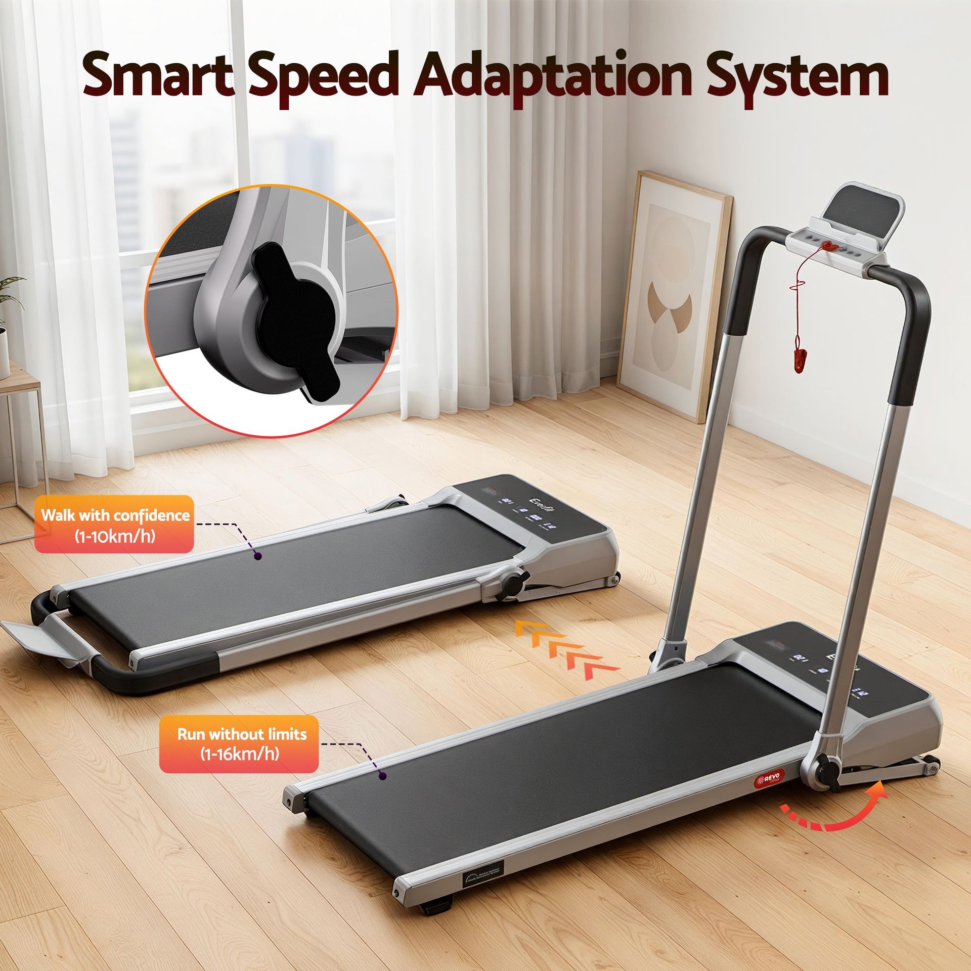 Everfit 3 in 1 Walking Pad Treadmill 20% Auto Incline Under Desk Foldable Treadmills for Home With 40cm Wide Belt Silver Awezingly