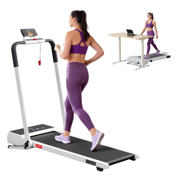 Everfit 3 in 1 Walking Pad Treadmill 20% Auto Incline Under Desk Foldable Treadmills for Home With 40cm Wide Belt White Awezingly