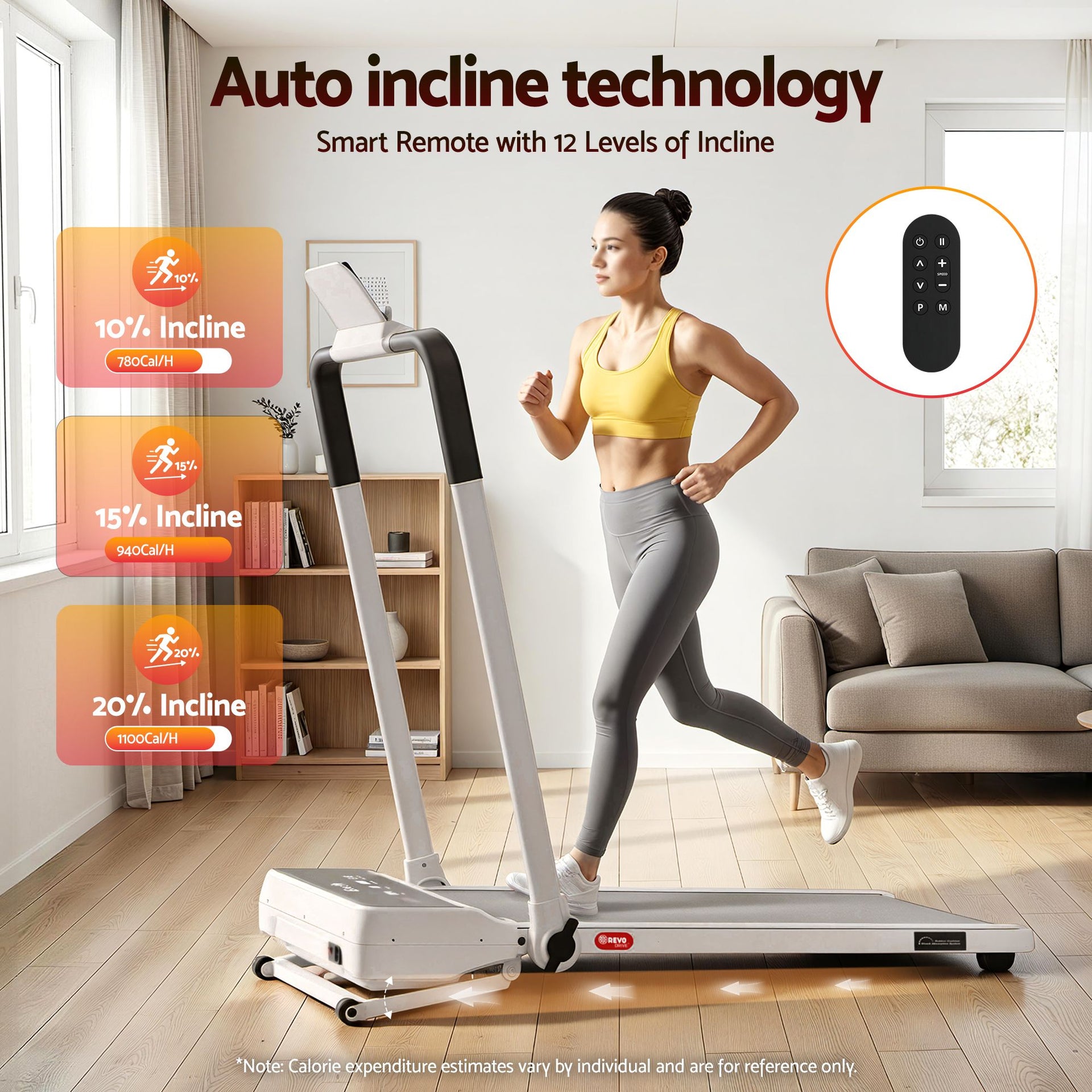 Everfit 3 in 1 Walking Pad Treadmill 20% Auto Incline Under Desk Foldable Treadmills for Home With 40cm Wide Belt White Awezingly