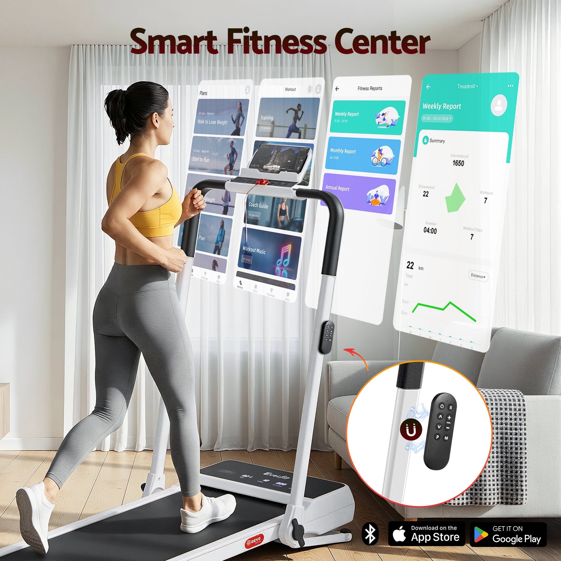 Everfit 3 in 1 Walking Pad Treadmill 20% Auto Incline Under Desk Foldable Treadmills for Home With 40cm Wide Belt White Awezingly