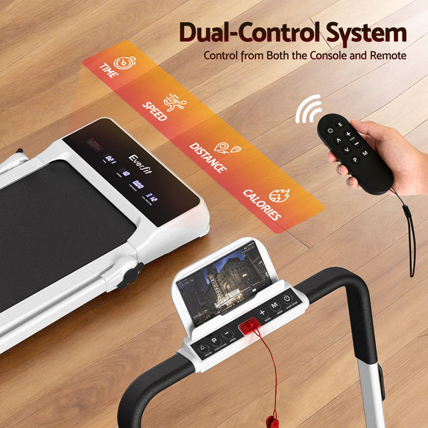 Everfit 3 in 1 Walking Pad Treadmill 20% Auto Incline Under Desk Foldable Treadmills for Home With 40cm Wide Belt White Awezingly