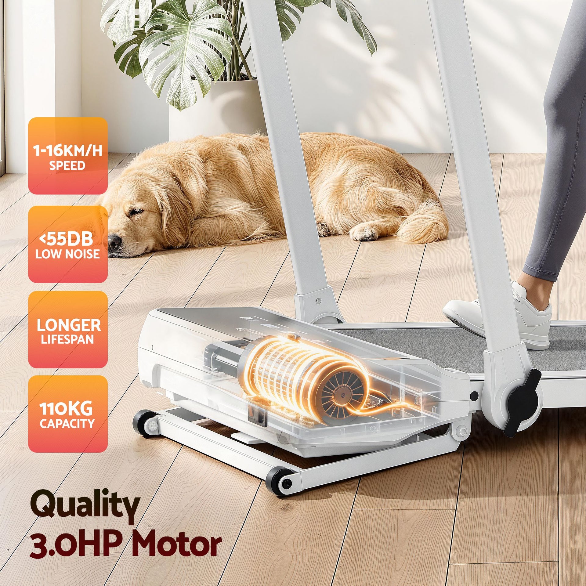 Everfit 3 in 1 Walking Pad Treadmill 20% Auto Incline Under Desk Foldable Treadmills for Home With 40cm Wide Belt White Awezingly